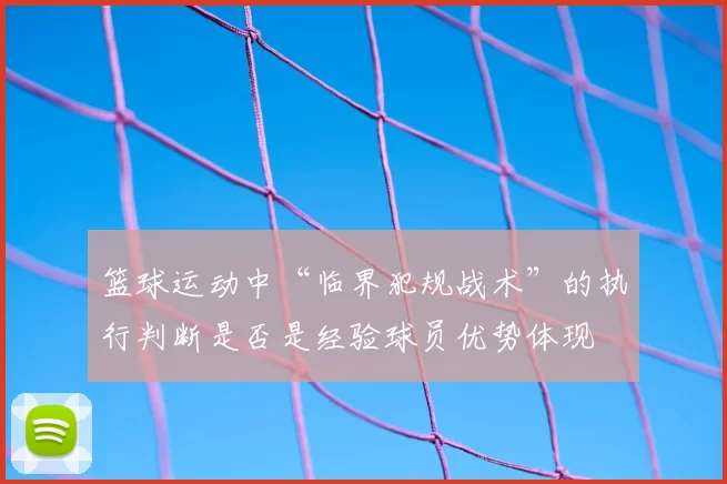 篮球运动中“临界犯规战术”的执行判断是否是经验球员优势体现